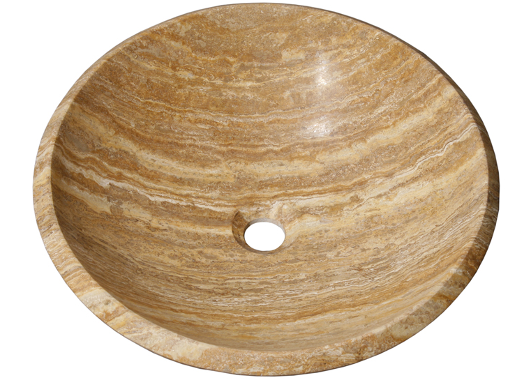 17" Round Gold Travertine Vessel Sink