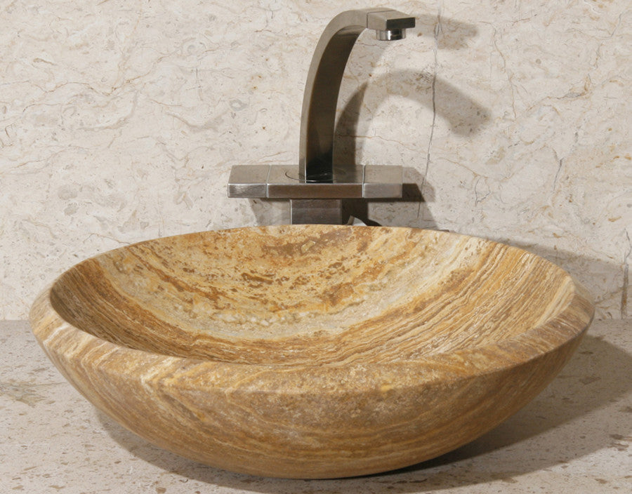 17" Round Gold Travertine Vessel Sink