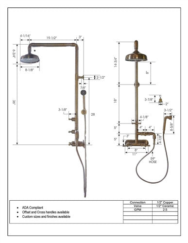 Wall Mount Exposed Shower w/Rainhead & Handshower