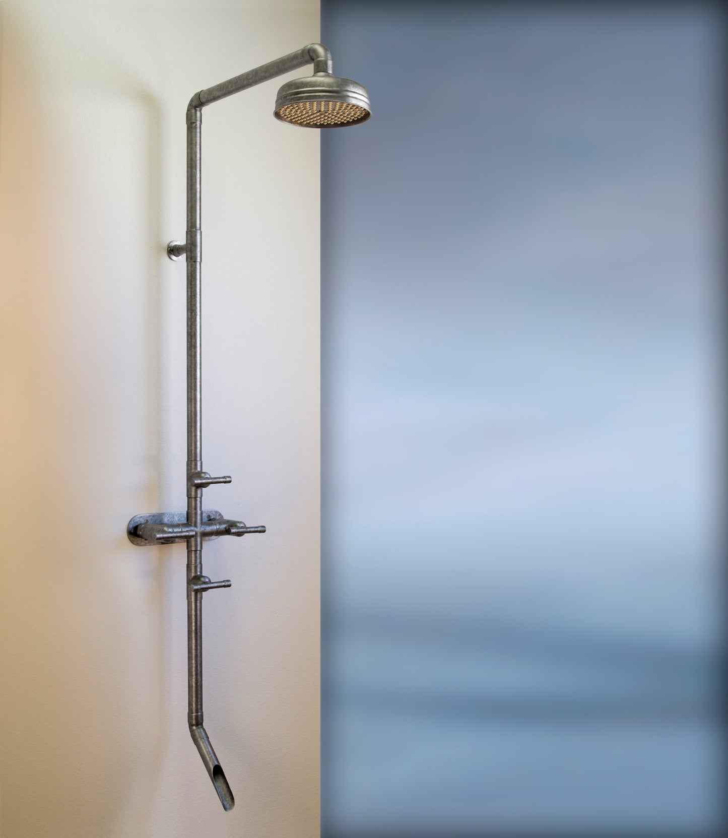 Wall Mount Exposed Shower w/Rainhead & Foot wash