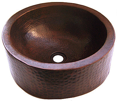 Hammered Round Apron Bathroom Copper Sink