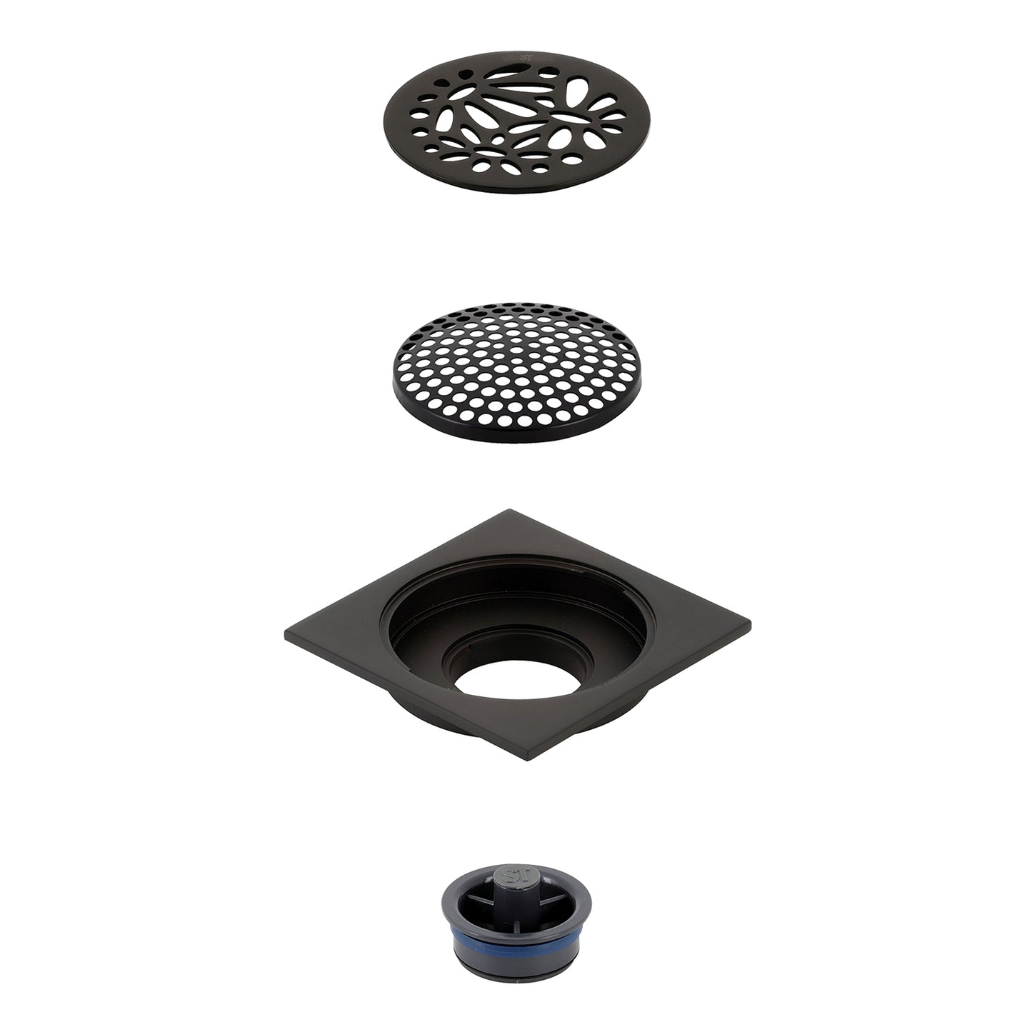 Watercourse Floral 4" Square Grid Shower Drain