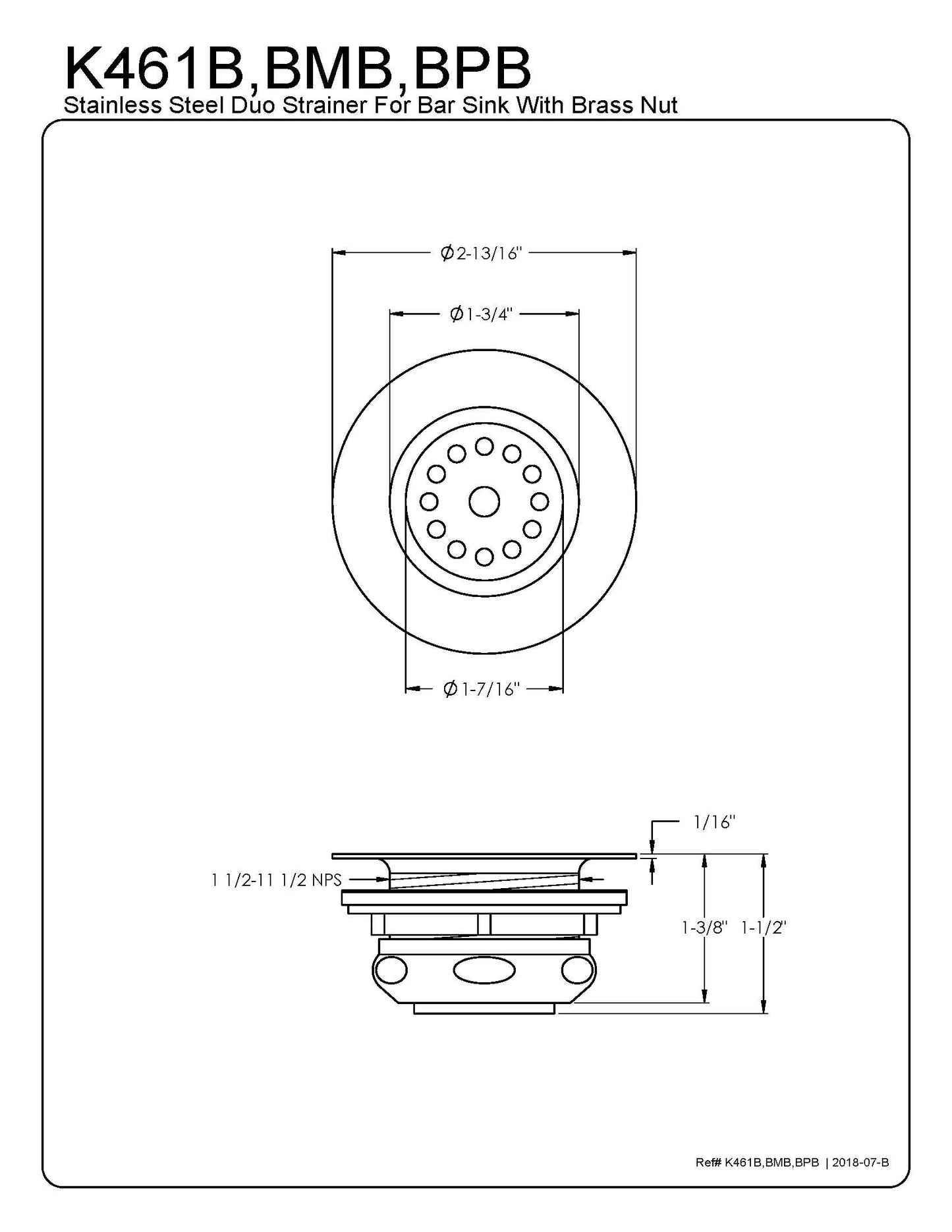 2" Duo Bar Strainer Drain
