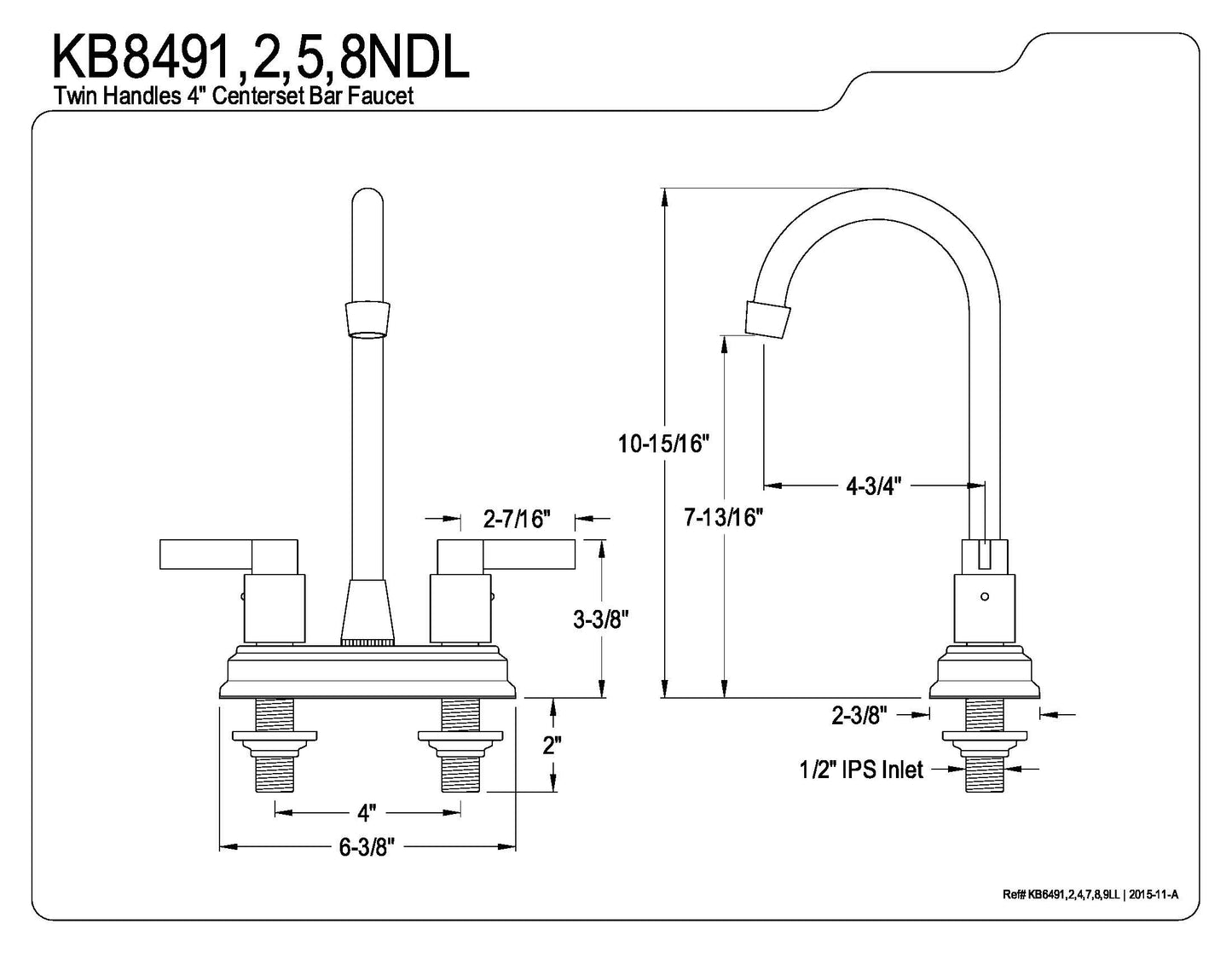 NuvoFusion 4″ Centerset Bar Faucet