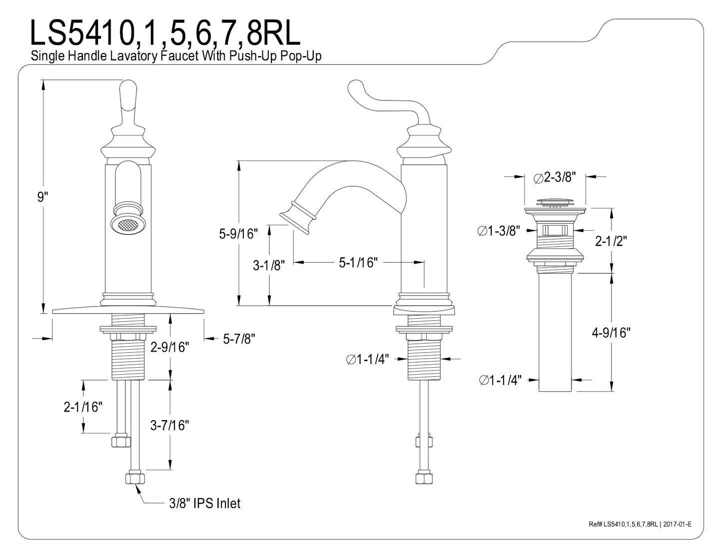 Royale Single Handle Monoblock Lavatory Faucet
