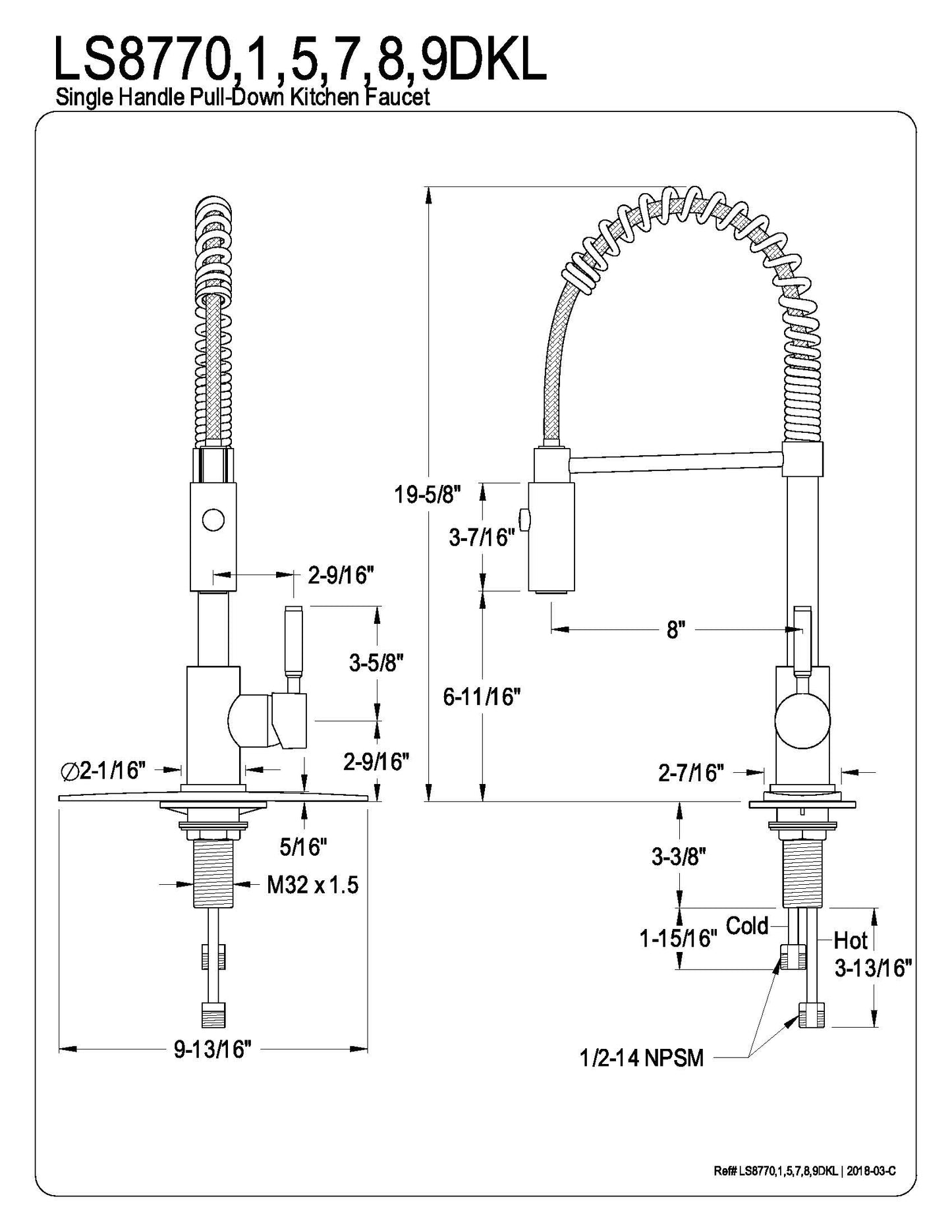 Gourmetier Single-Handle Pull-Down Kitchen Faucet