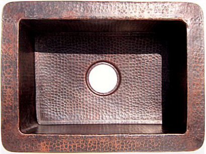 26" Copper Kitchen Single Basin Sink