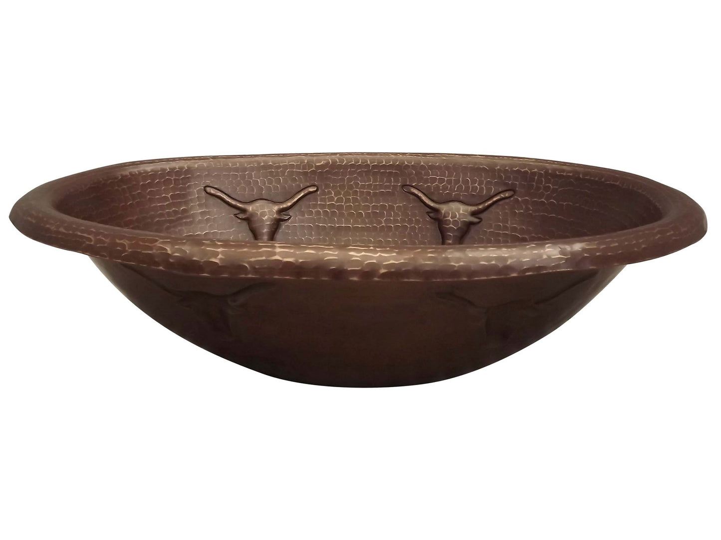 Oval Copper Sink with Longhorns Design