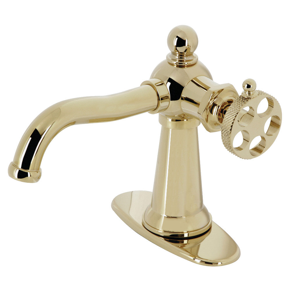 Webb Single-Handle Bathroom Faucet with Deck Plate and Push Pop-Up