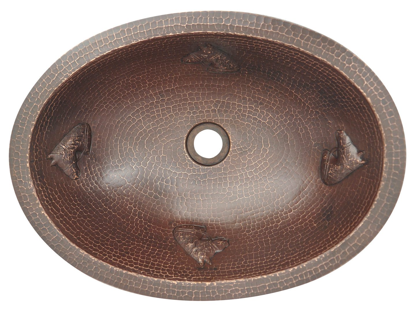 Oval Copper Sink with Horse Design