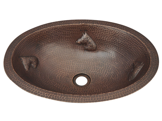 Oval Copper Sink with Horse Design