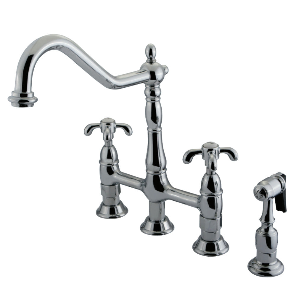 French Country Kitchen Bridge Faucet with Sprayer