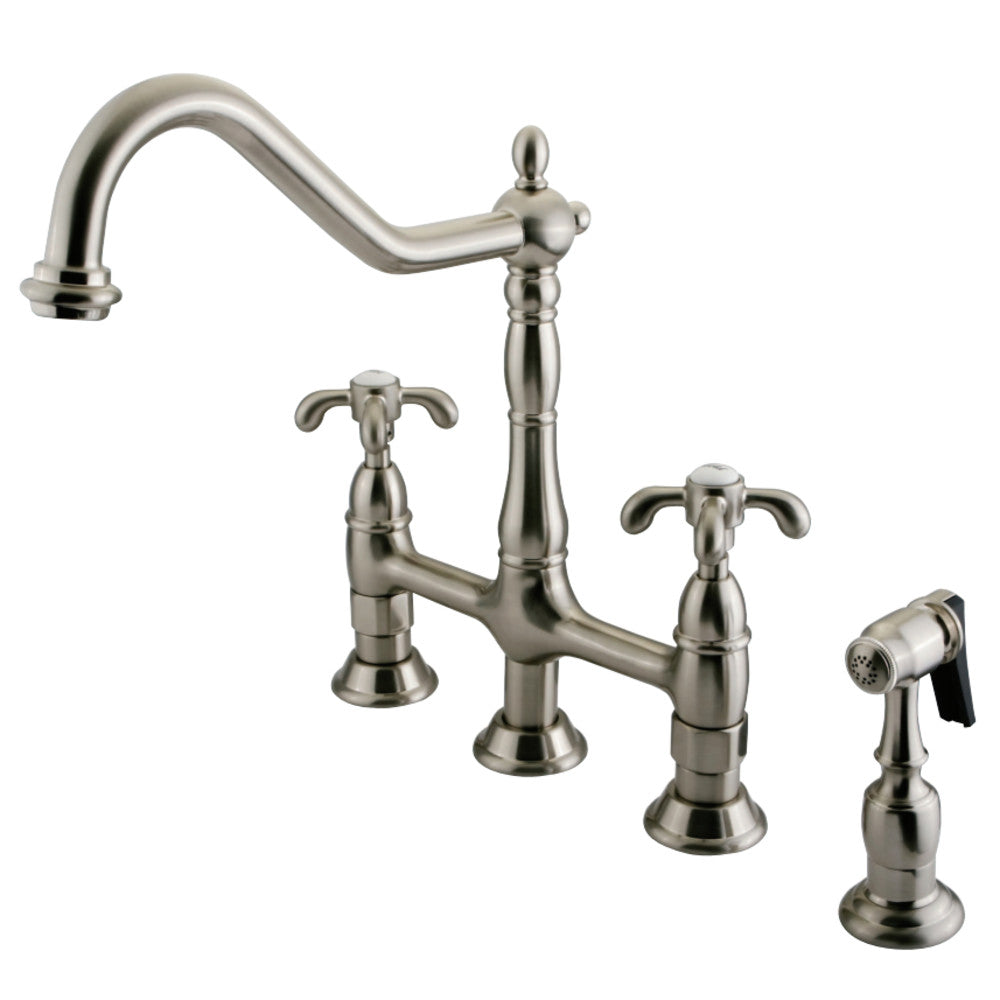 French Country Kitchen Bridge Faucet with Sprayer