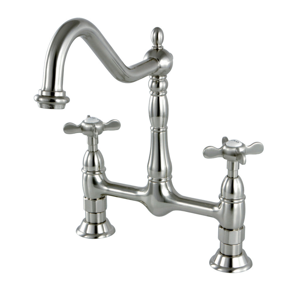 Essex Cross Handles Bridge Kitchen Faucet