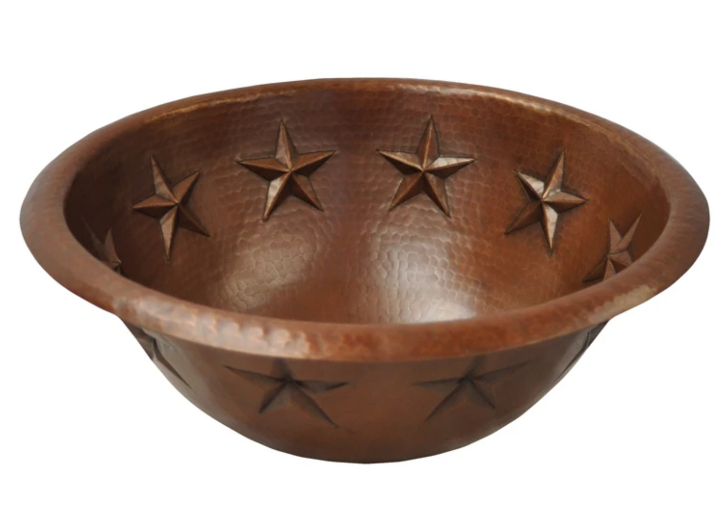 Round Hammered Copper Sink with Stars