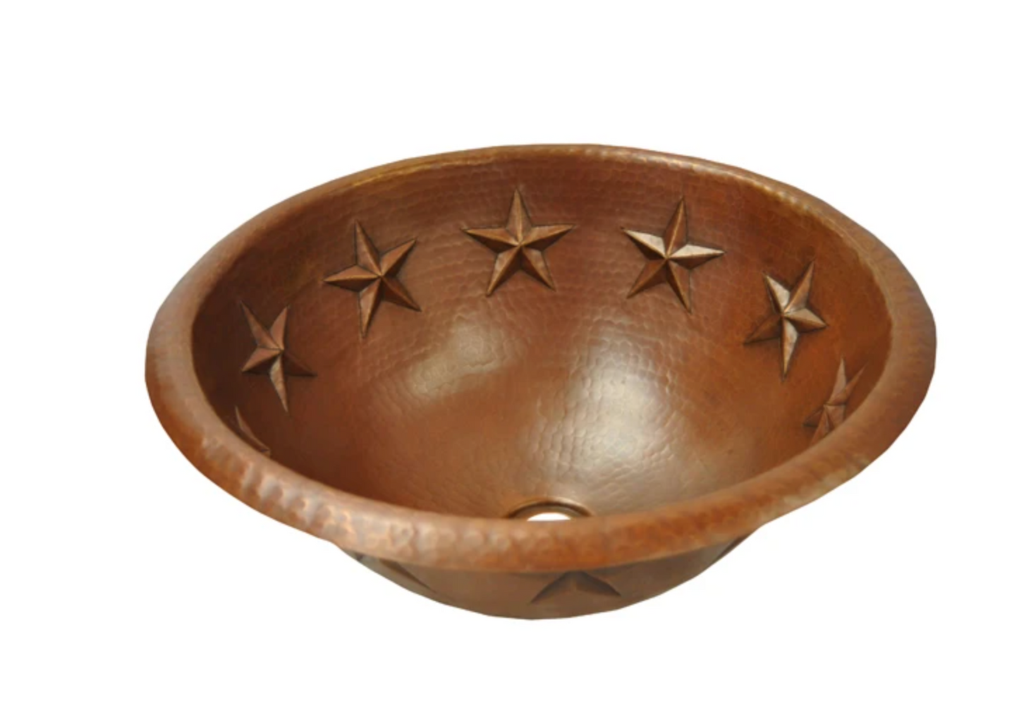 Round Hammered Copper Sink with Stars