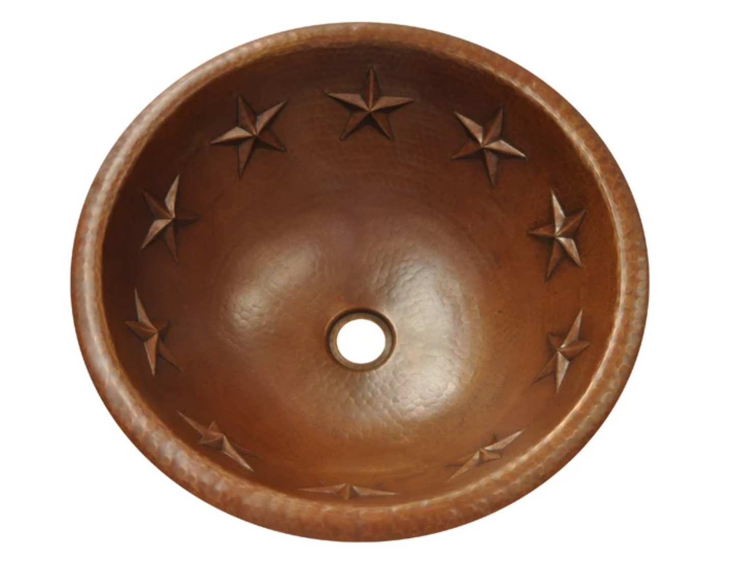 Round Hammered Copper Sink with Stars