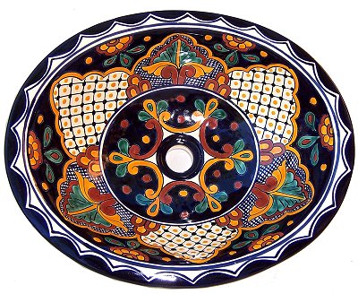 17" Oval Mantel Drop In Talavera Sink