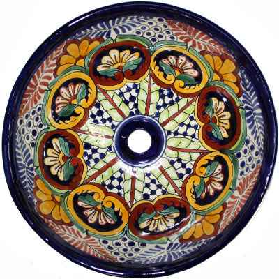 16" Round Greca Ceramic Talavera Sink