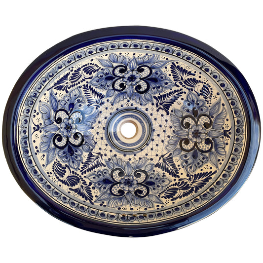 17" Oval Multicolor Talavera Ceramic Bathroom Sink