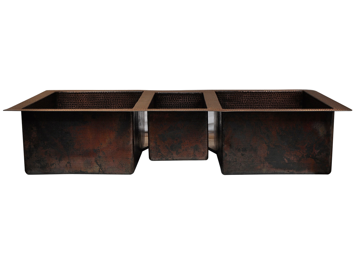 42" Copper Sink with Triple Bowl