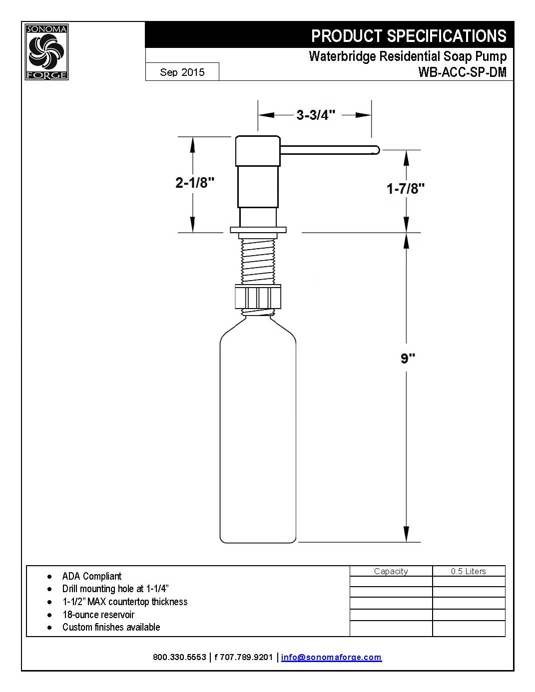 Waterbridge Under Counter Mount Soap Pump