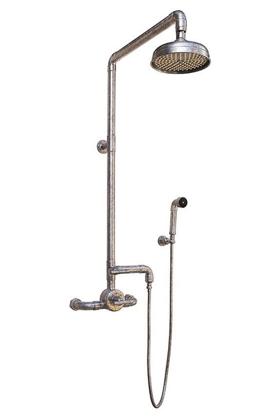 Wall Mount Exposed Thermostatic Shower w/Rainhead & Handshower