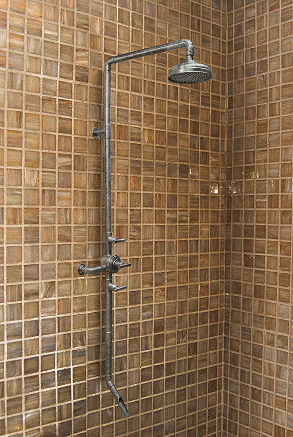 Thermostatic Wall Mount Exposed Shower w/Rainhead & Tub Filler