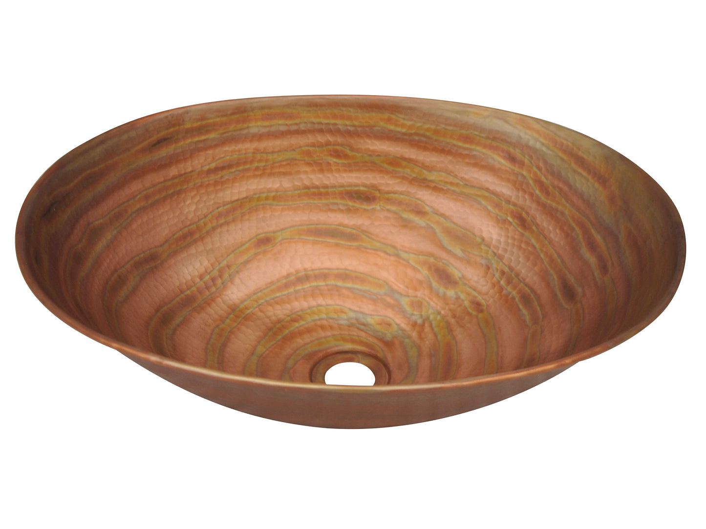Fire Colored Rimless Copper Vessel Sink