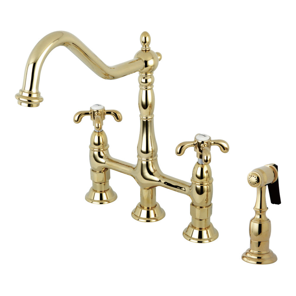 French Country Kitchen Bridge Faucet with Sprayer