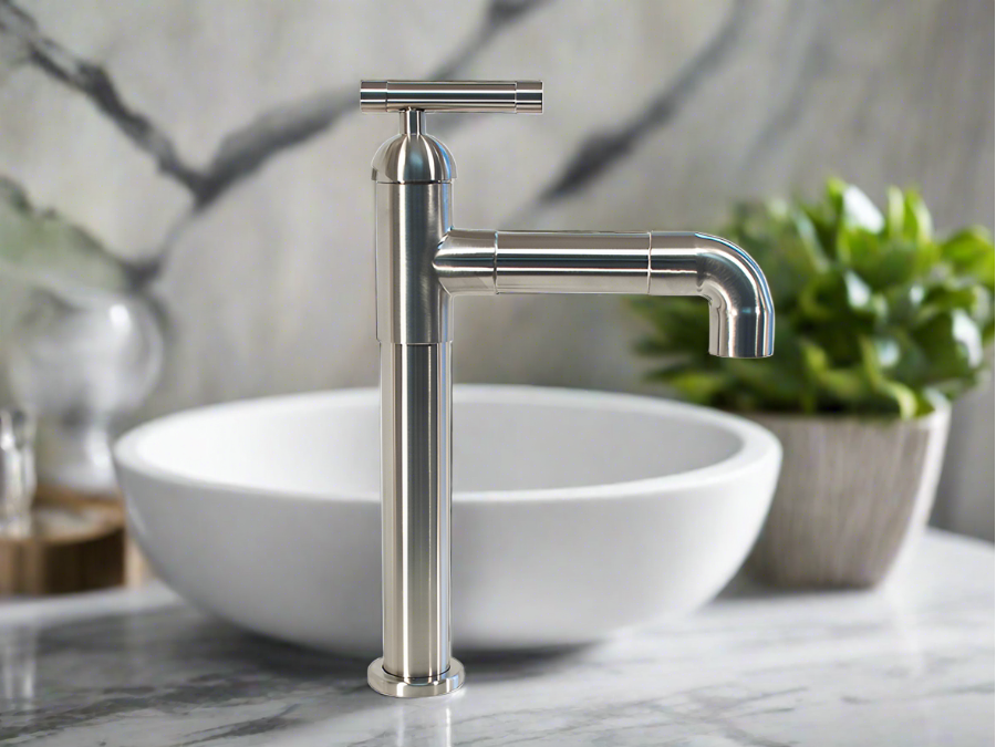 Short Lavatory Faucet with Elbow Spout