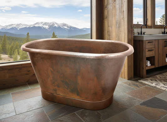 Modern Hammered Copper Bathtub
