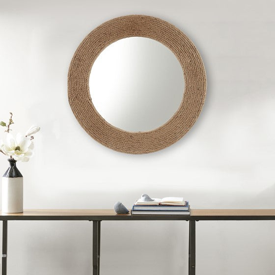 Cove Natural Jute Rope Round Wall Mirror 26"