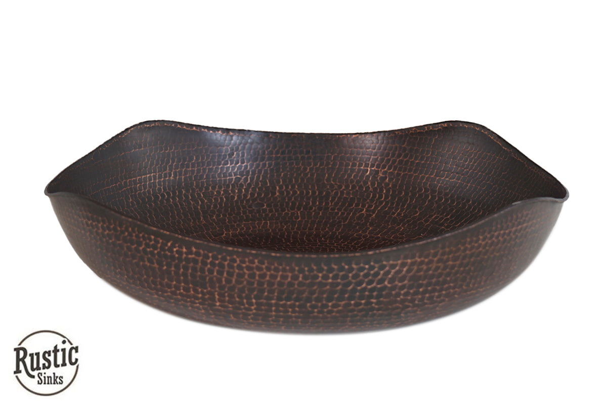 Hammered Copper Vessel Sink with Four Peaks Design