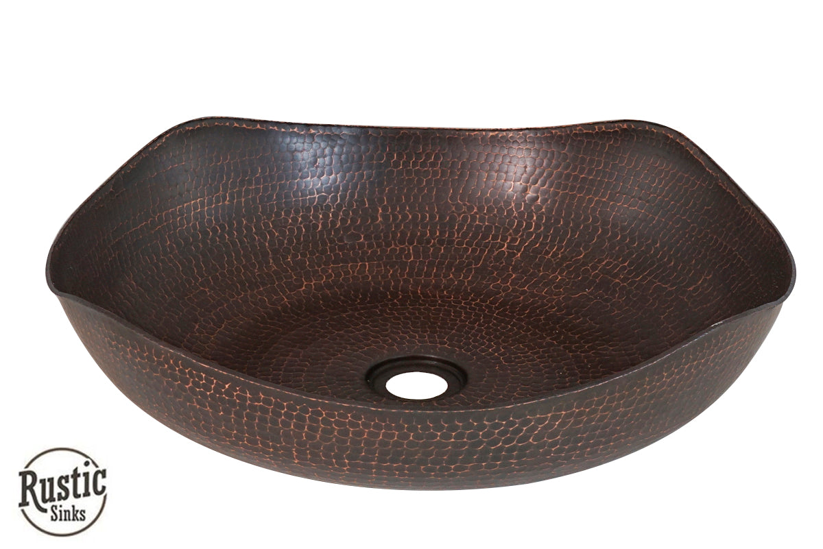 Hammered Copper Vessel Sink with Four Peaks Design