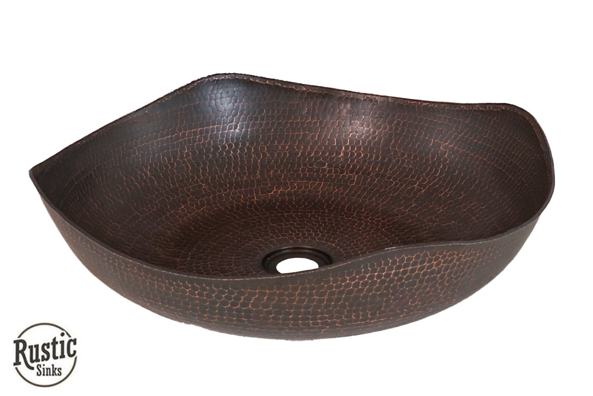 Hammered Copper Vessel Sink with Four Peaks Design