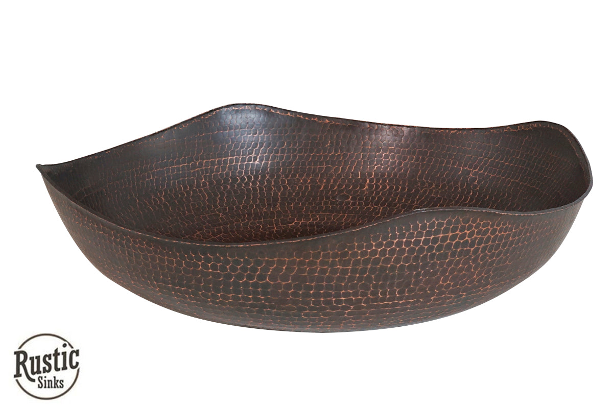 Hammered Copper Vessel Sink with Four Peaks Design