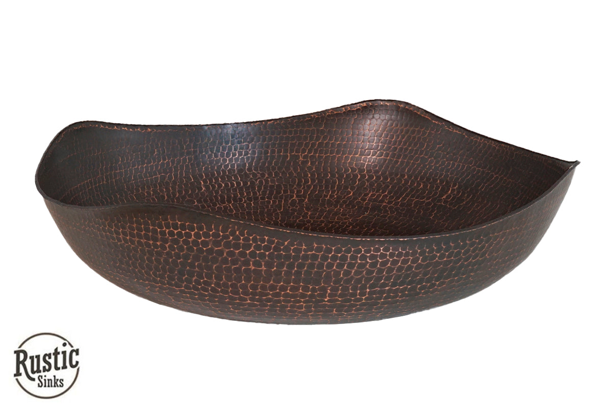 Hammered Copper Vessel Sink with Four Peaks Design