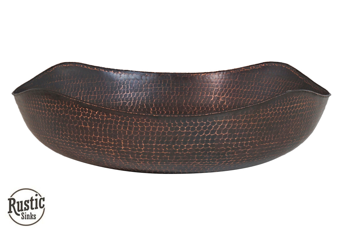 Hammered Copper Vessel Sink with Four Peaks Design