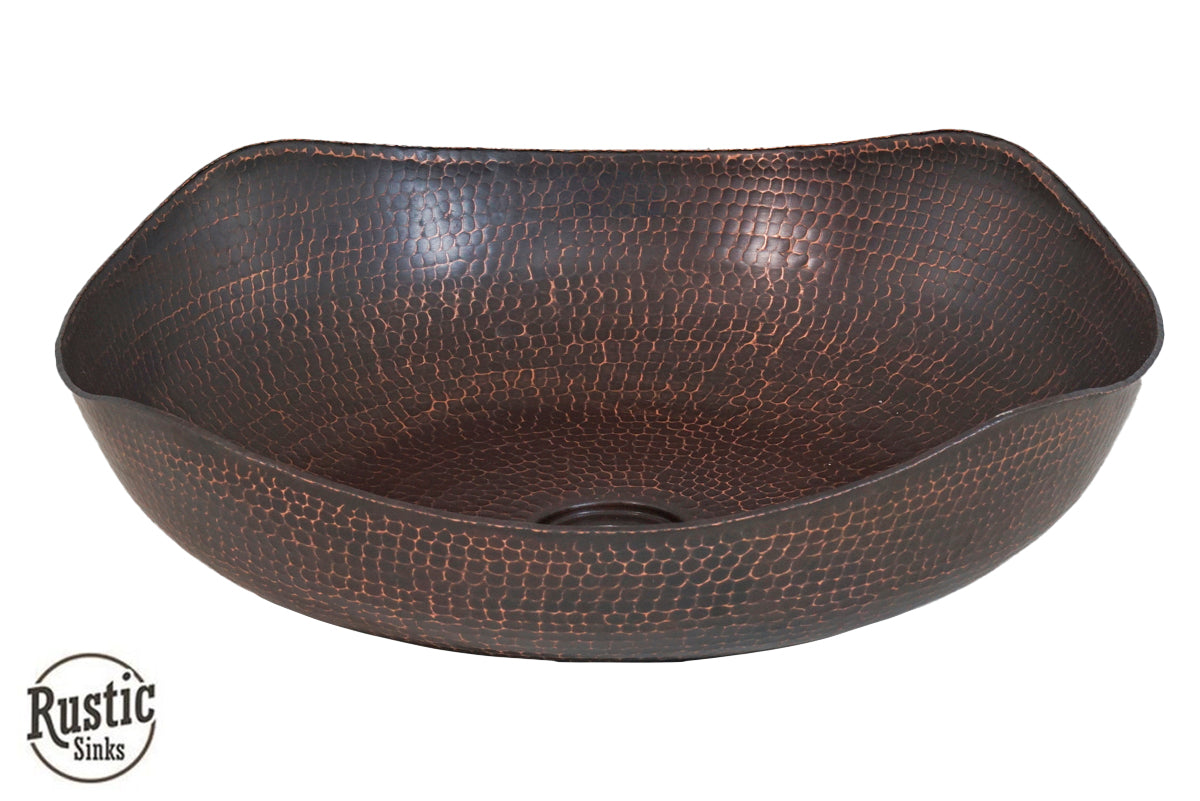 Hammered Copper Vessel Sink with Four Peaks Design