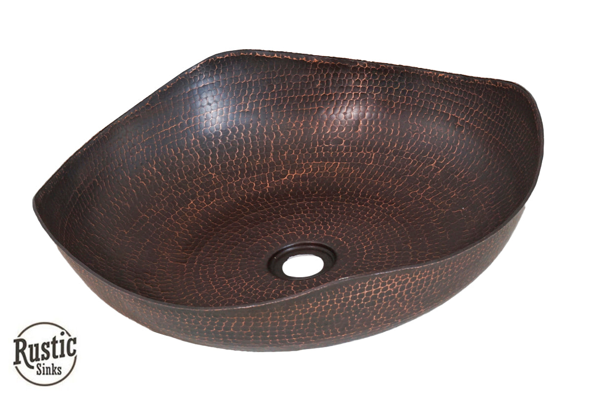 Hammered Copper Vessel Sink with Four Peaks Design
