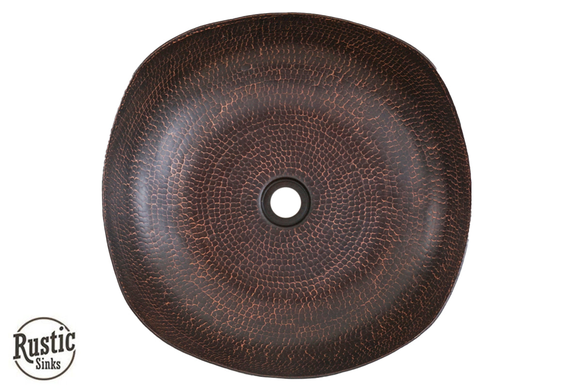 Hammered Copper Vessel Sink with Four Peaks Design