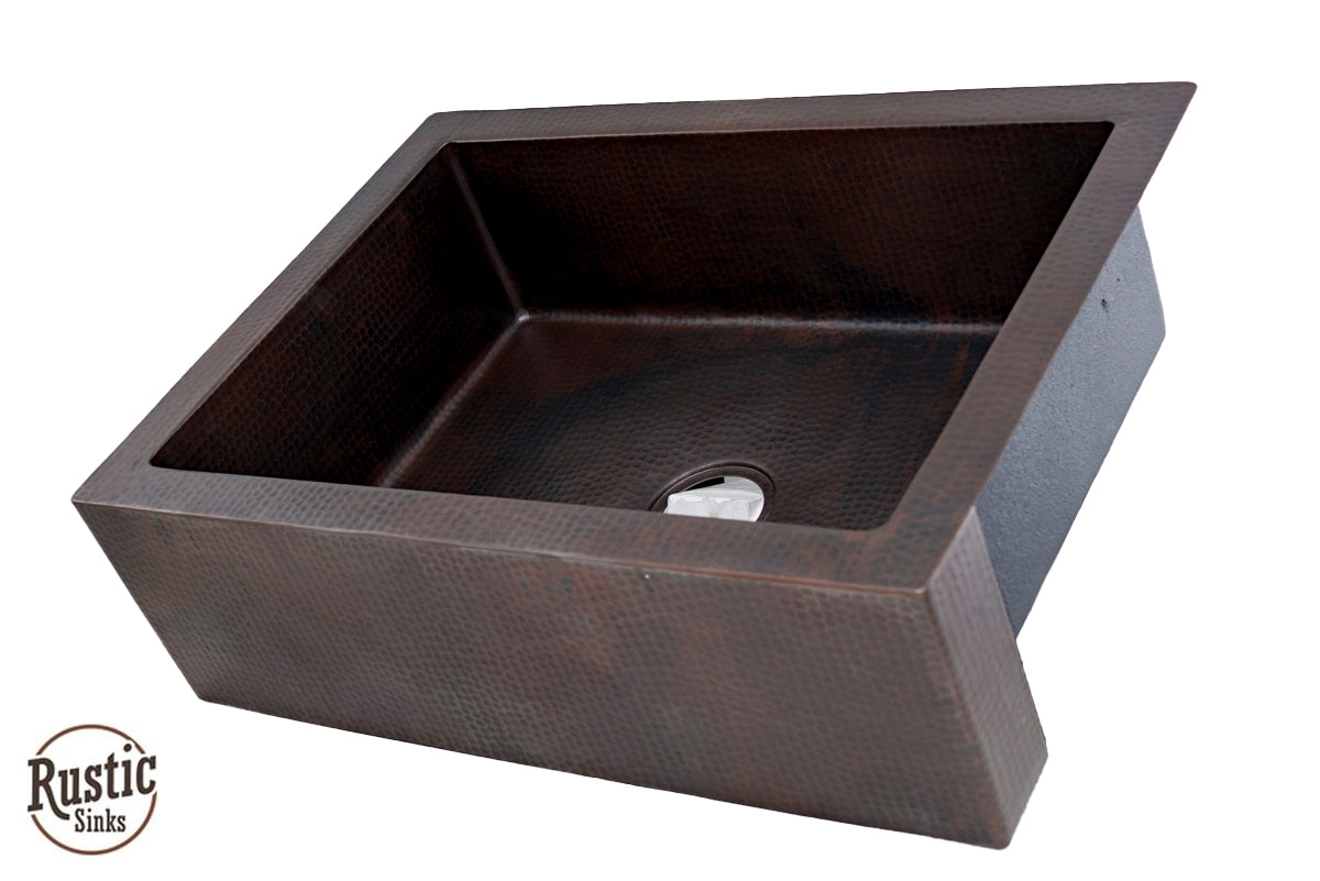 Classic Copper Single Bowl Farmhouse Sink - Large Basin Apron | Rustic ...