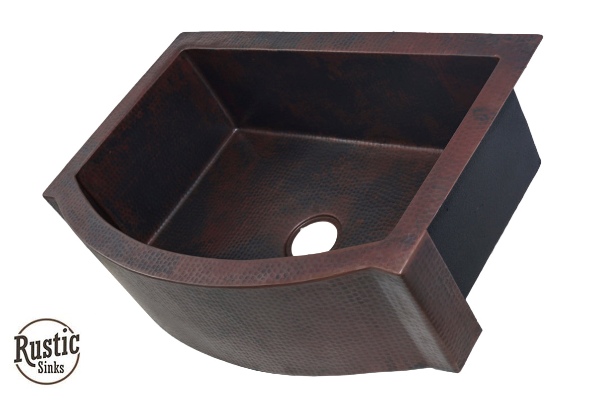 Flat Edge Rounded Front Copper Farmhouse Sink