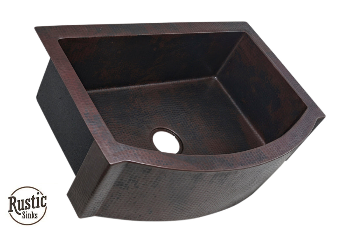 Flat Edge Rounded Front Copper Farmhouse Sink