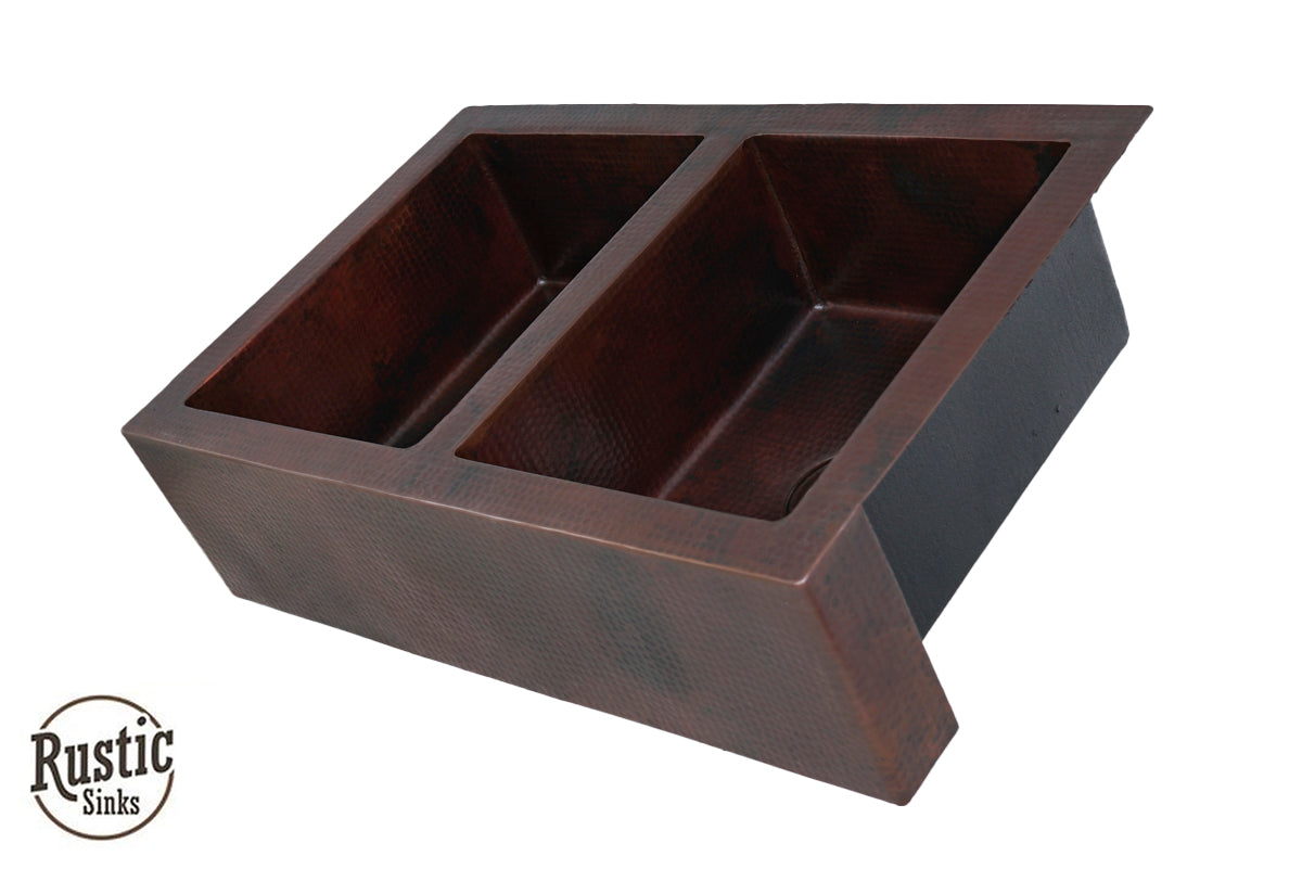 Classic Copper Farmhouse Sink 50/50 Split