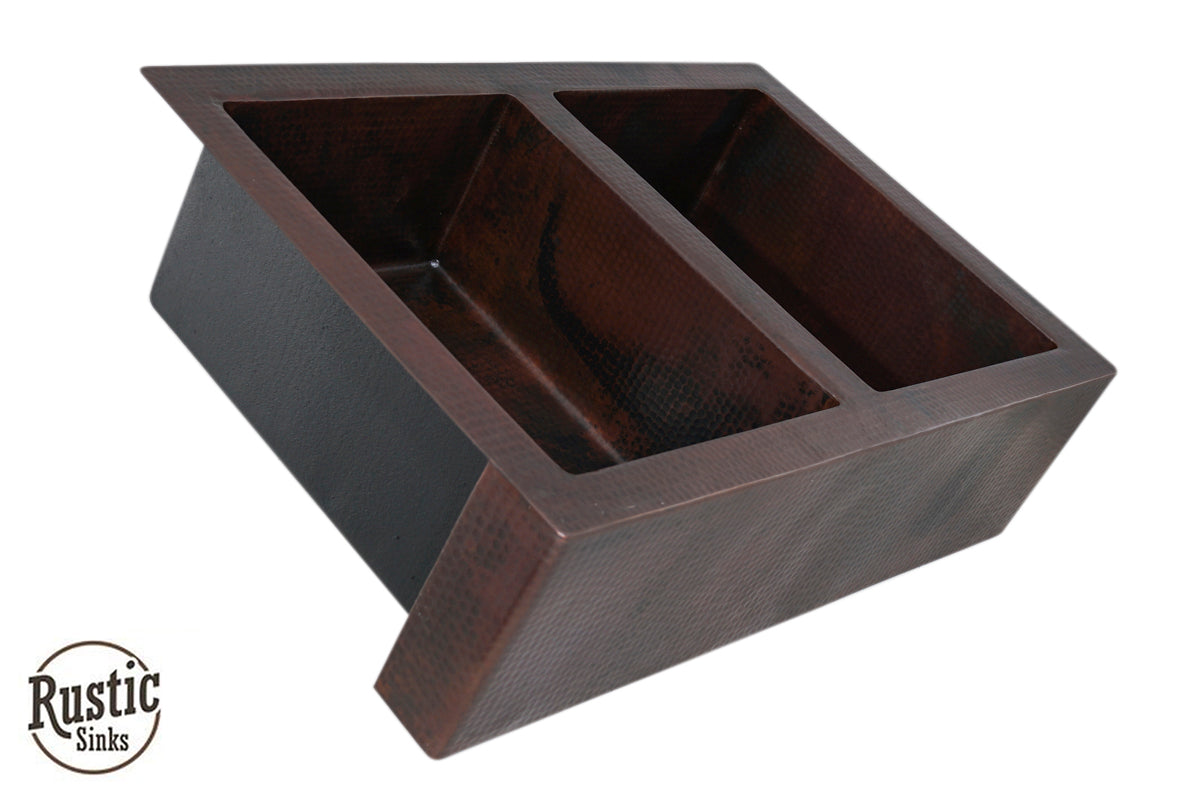 Classic Copper Farmhouse Sink 50/50 Split