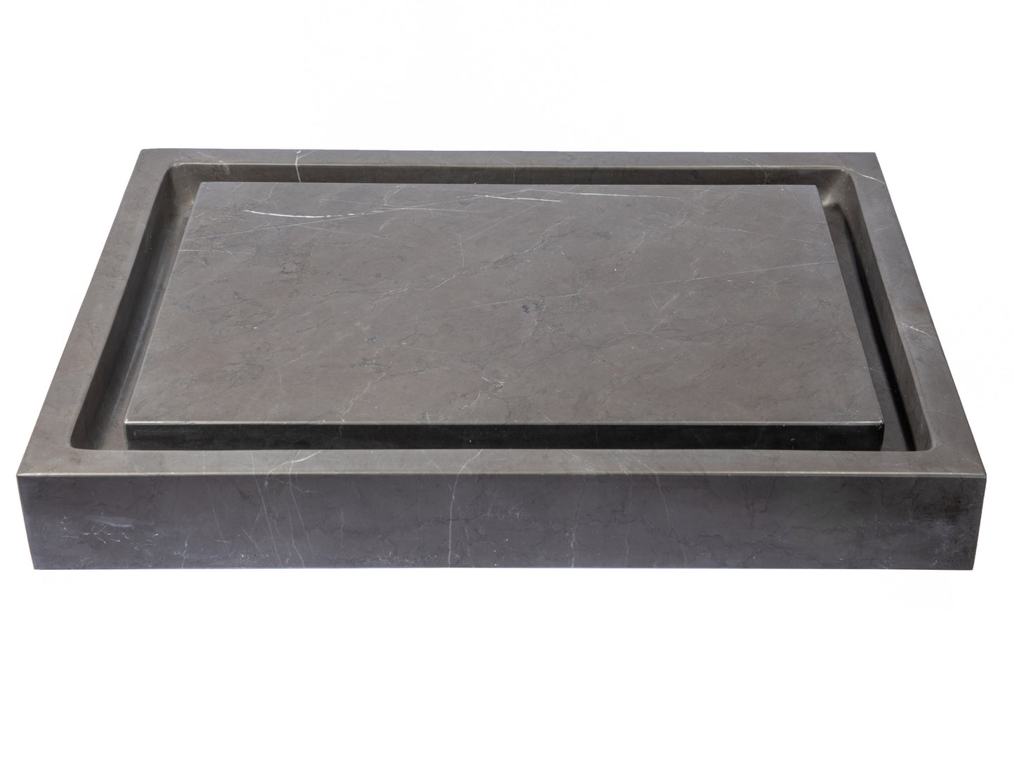 Rectangular Infinity Pool Sink - Honed Pietra Grey Marble