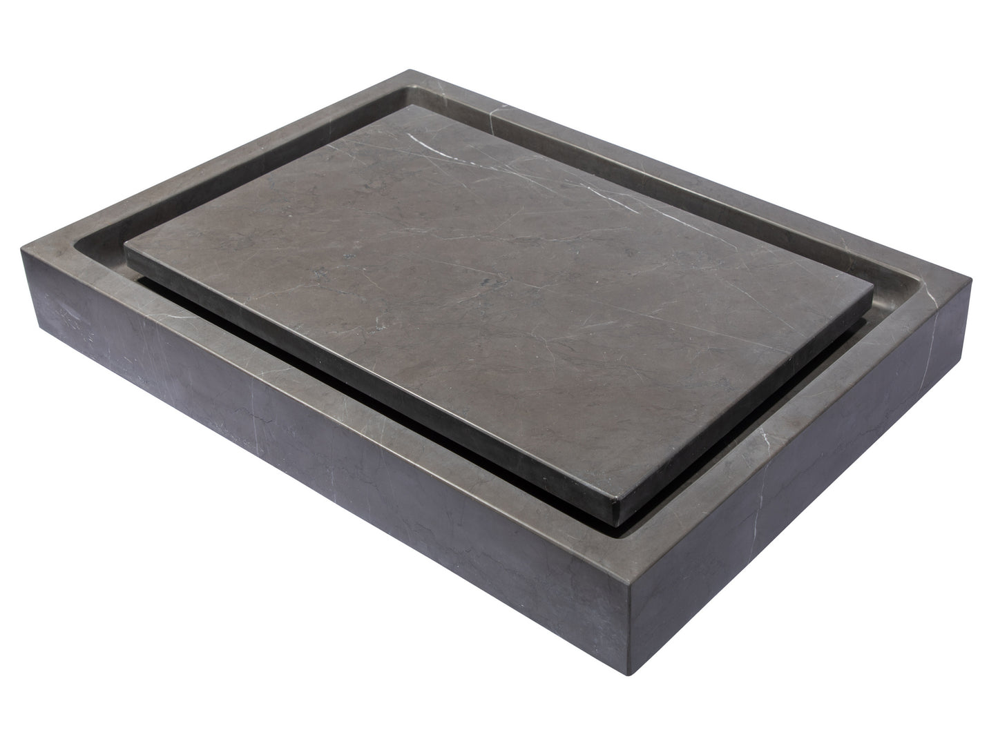 Rectangular Infinity Pool Sink - Honed Pietra Grey Marble