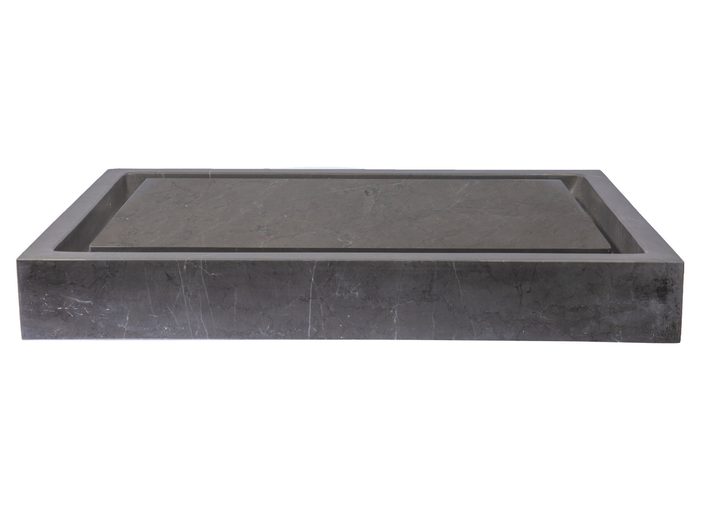 Rectangular Infinity Pool Sink - Honed Pietra Grey Marble